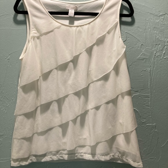Chico’s cream ruffled tank top - Picture 1 of 4